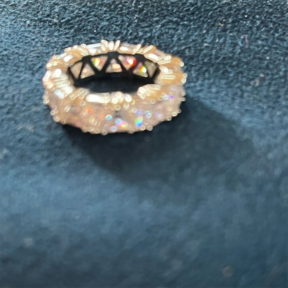 QVC Diamonique Ring Size 6 Silver Tone Clear Princess Cut Eternity Band​